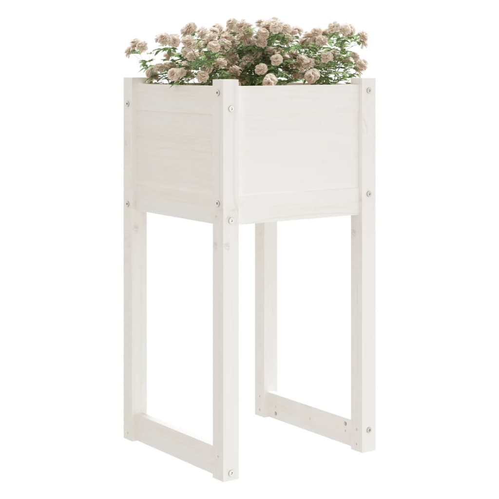Plantekasse hvit 40x40x81 cm heltre furu