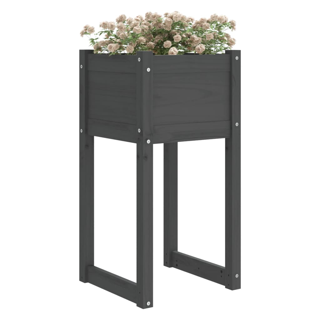 Plantekasse grå 40x40x81 cm heltre furu