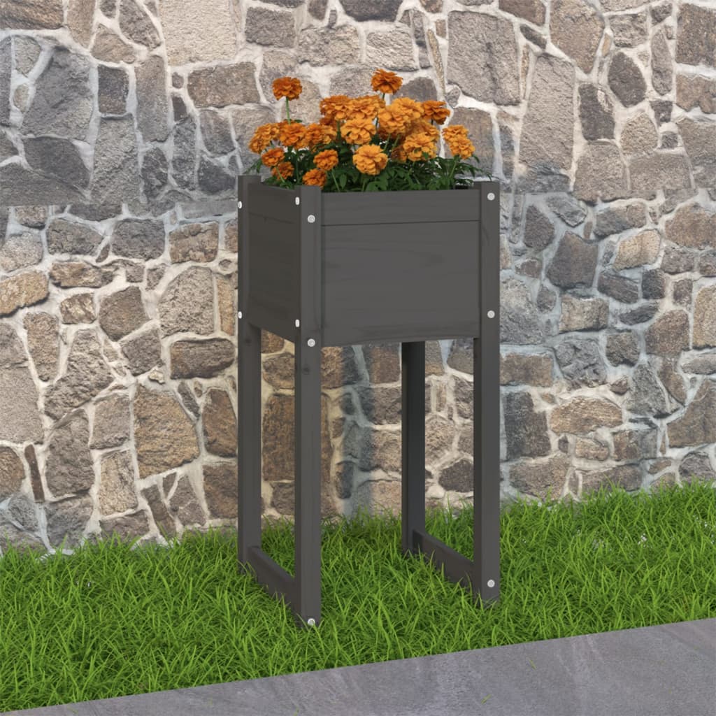 Plantekasse grå 40x40x81 cm heltre furu