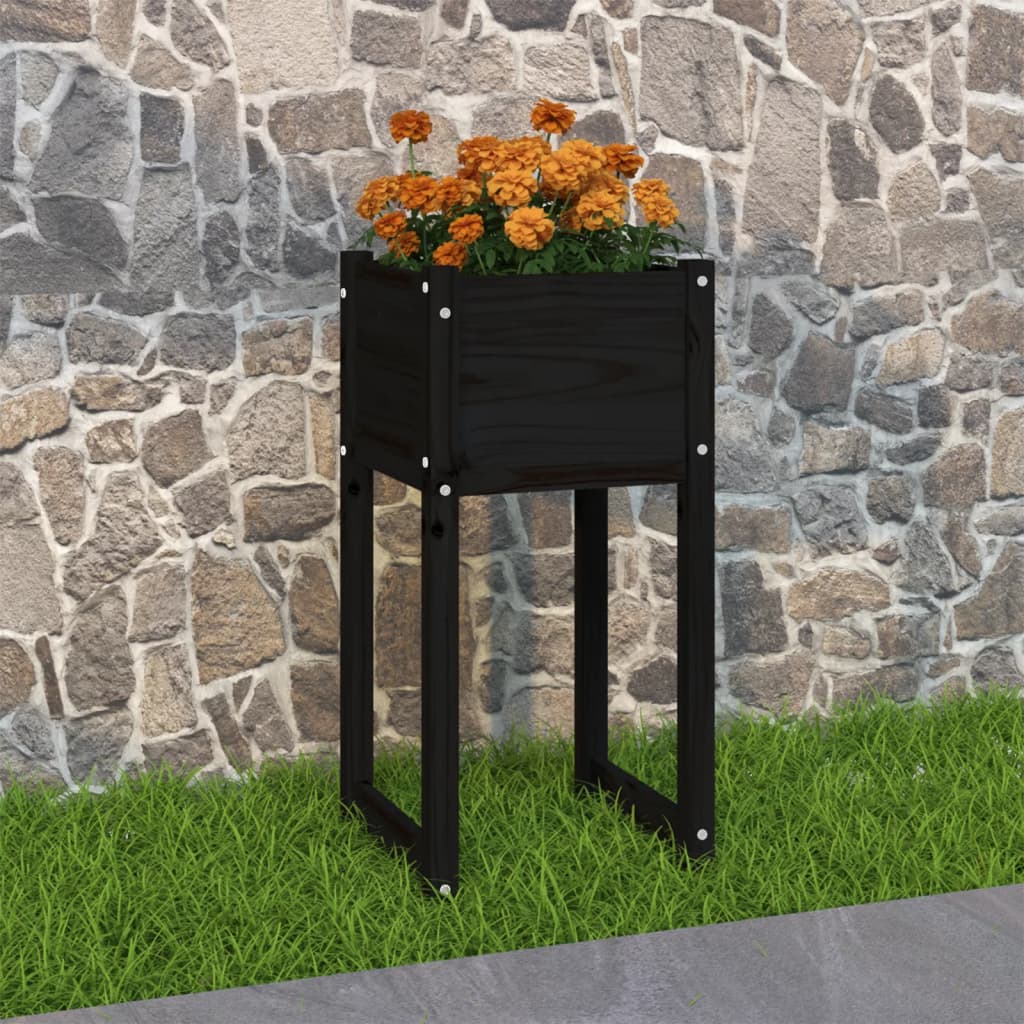 Plantekasse svart 40x40x81 cm heltre furu