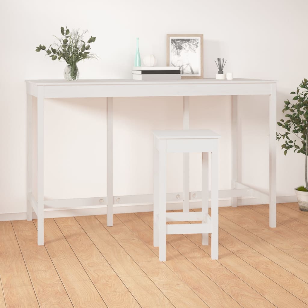 Barbord hvit 180x80x110 cm heltre furu vidaXL