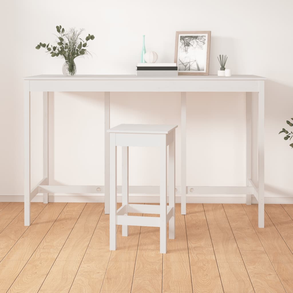 Barbord hvit 180x80x110 cm heltre furu vidaXL