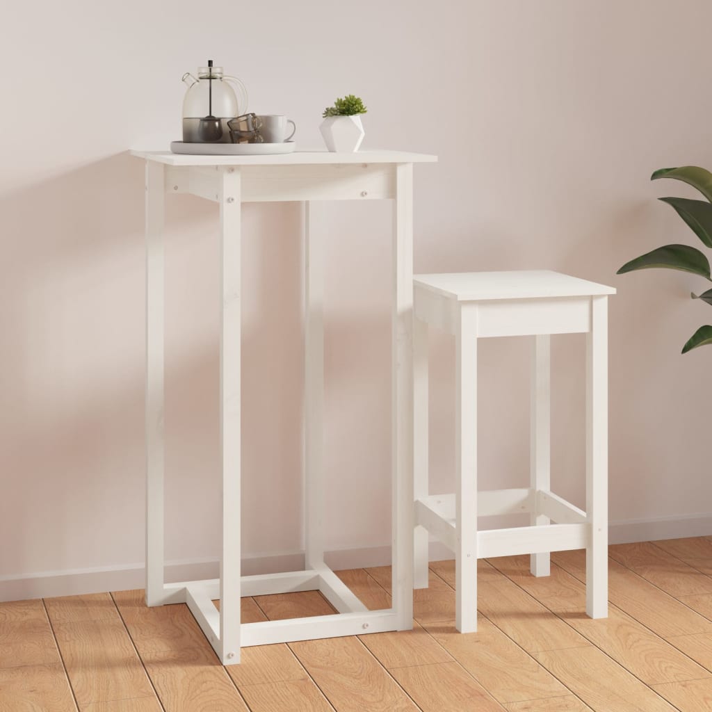 Barbord hvit 60x60x110 cm heltre furu vidaXL
