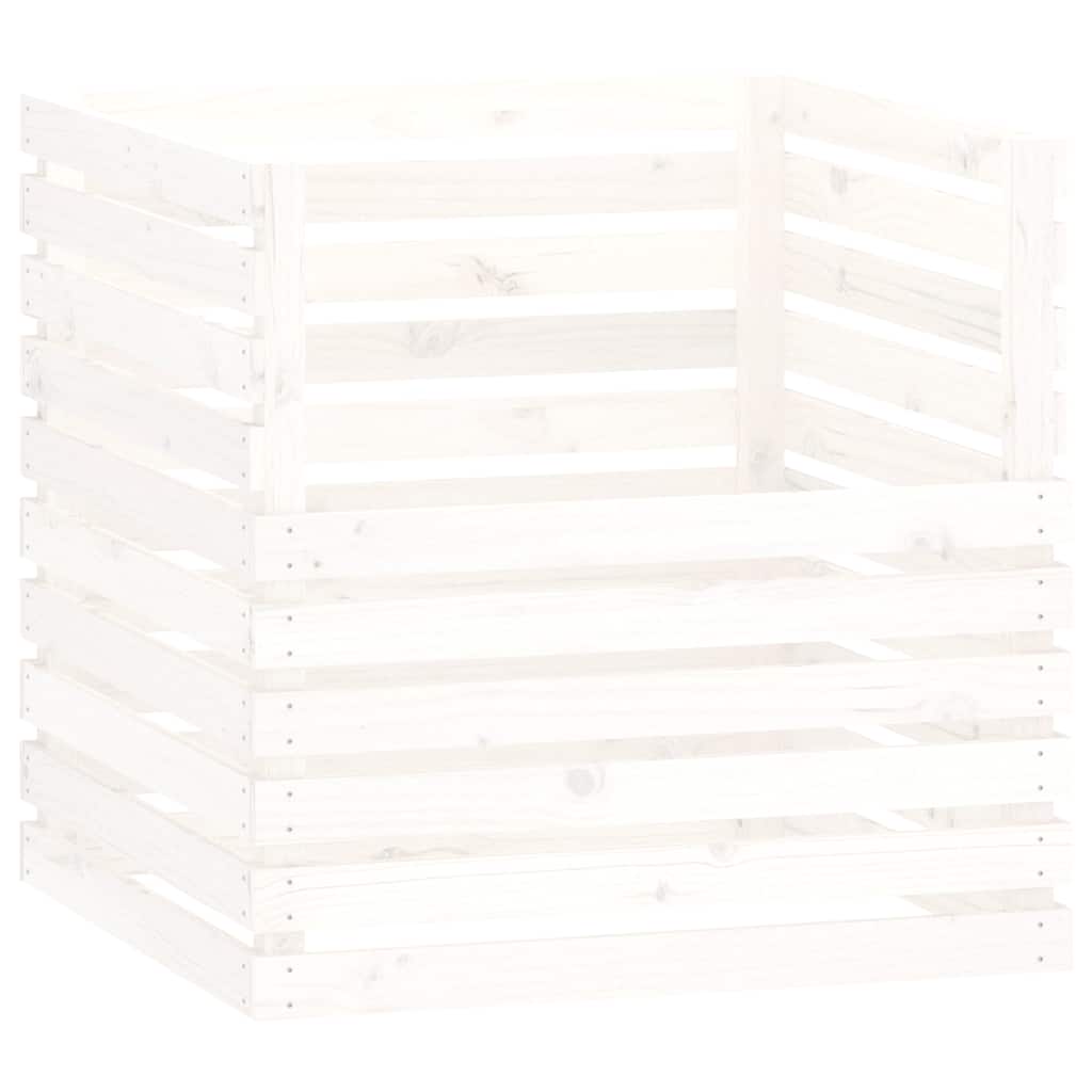 Kompostkasse hvit 80x80x78 cm heltre furu