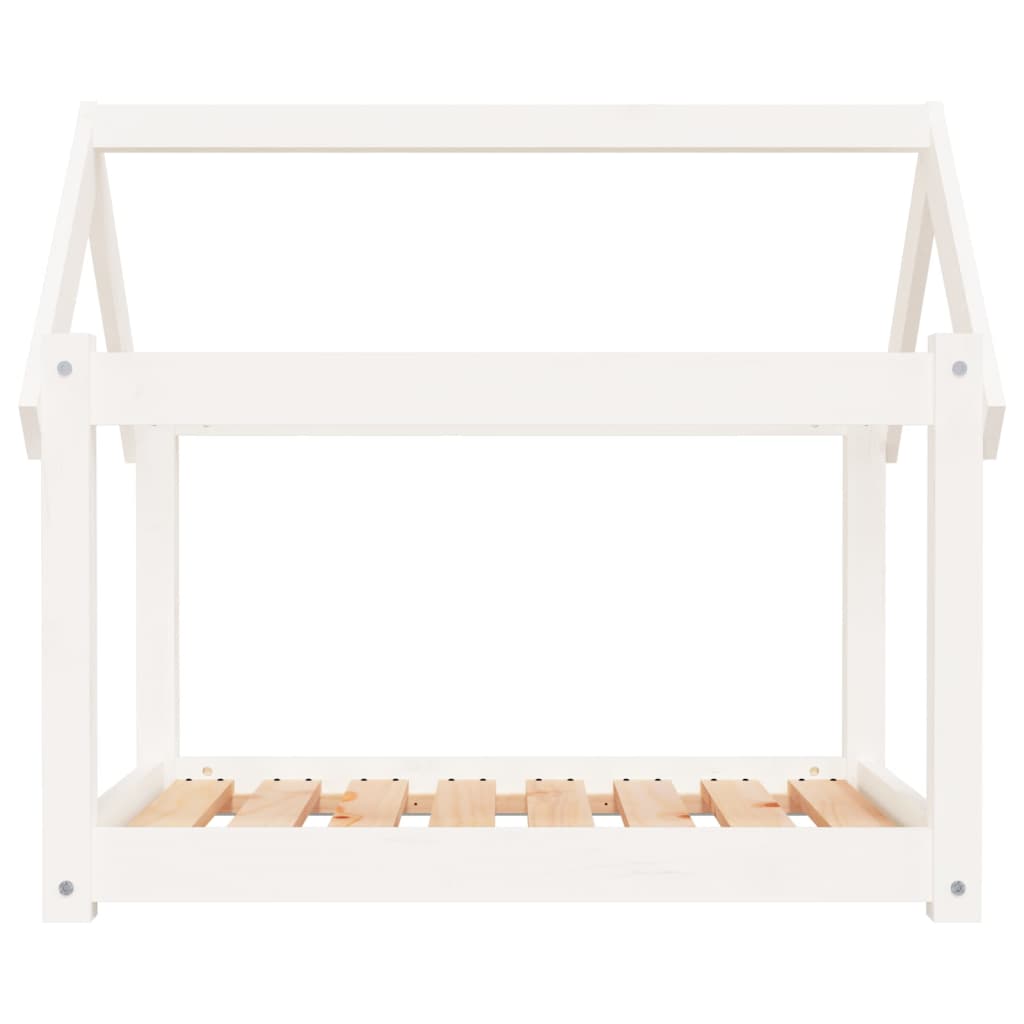 Hundeseng hvit 81x60x70 cm heltre furu