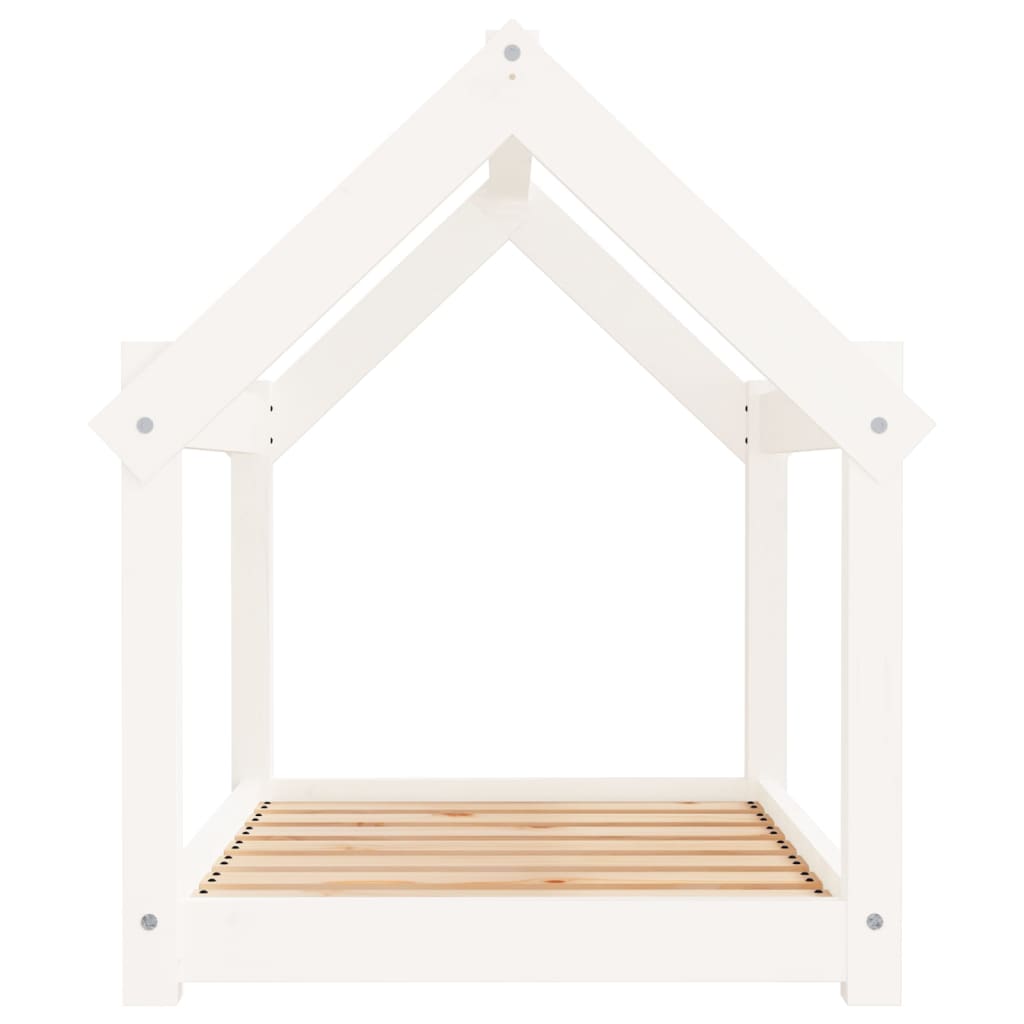 Hundeseng hvit 81x60x70 cm heltre furu