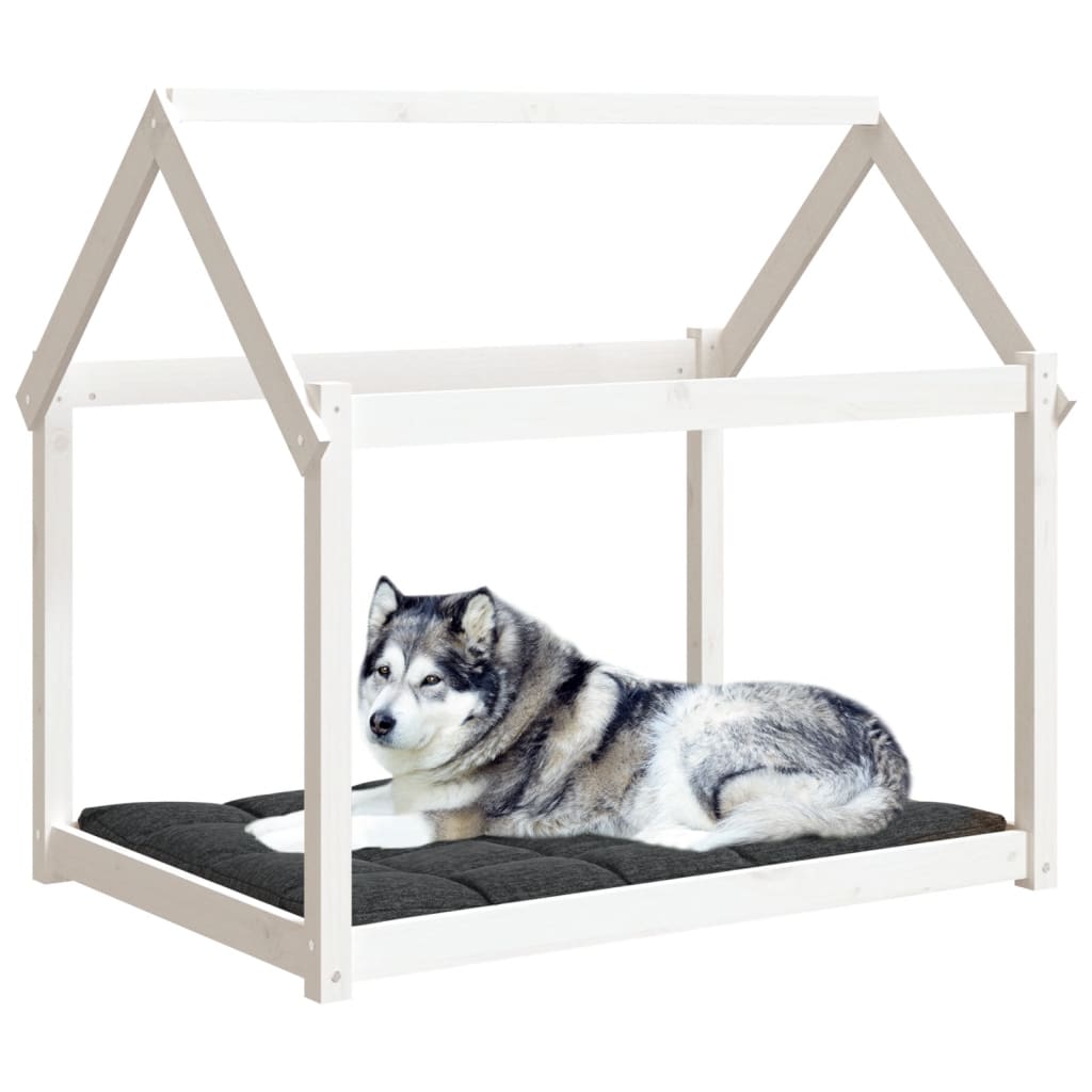 Hundeseng hvit 111x80x100 cm heltre furu