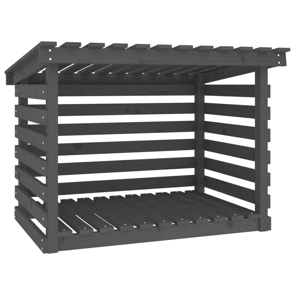Vedstativ grå 108x73x79 cm heltre furu