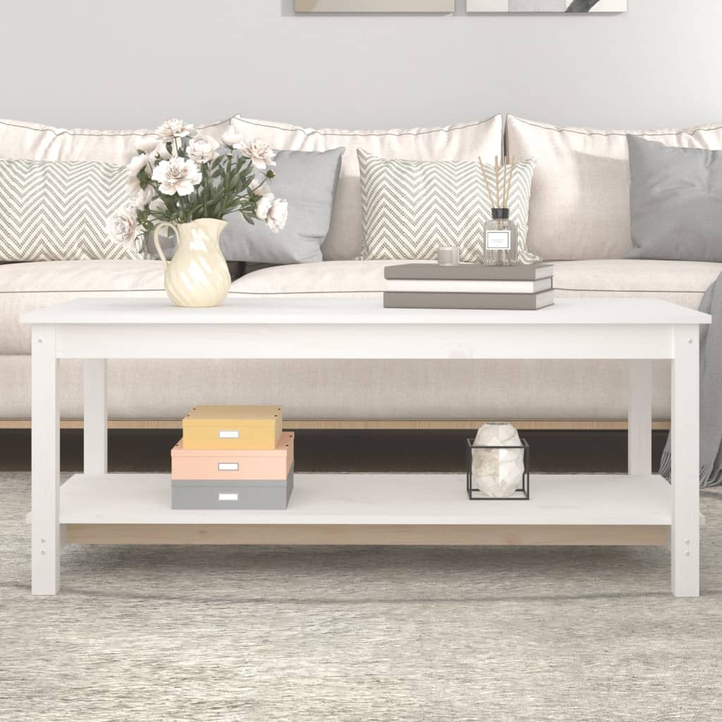 Salongbord hvit 110x55x45 cm heltre furu
