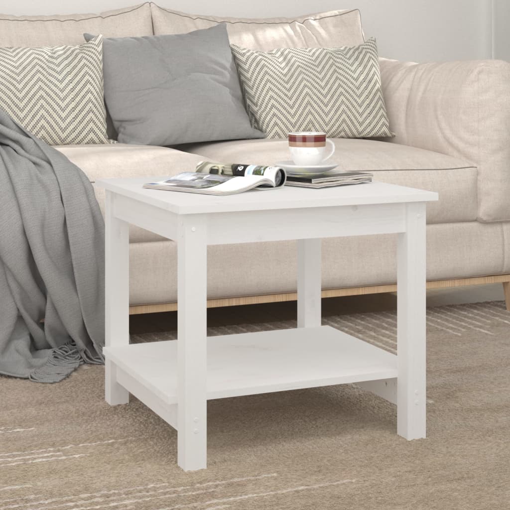 Salongbord hvit 50x50x45 cm heltre furu vidaXL