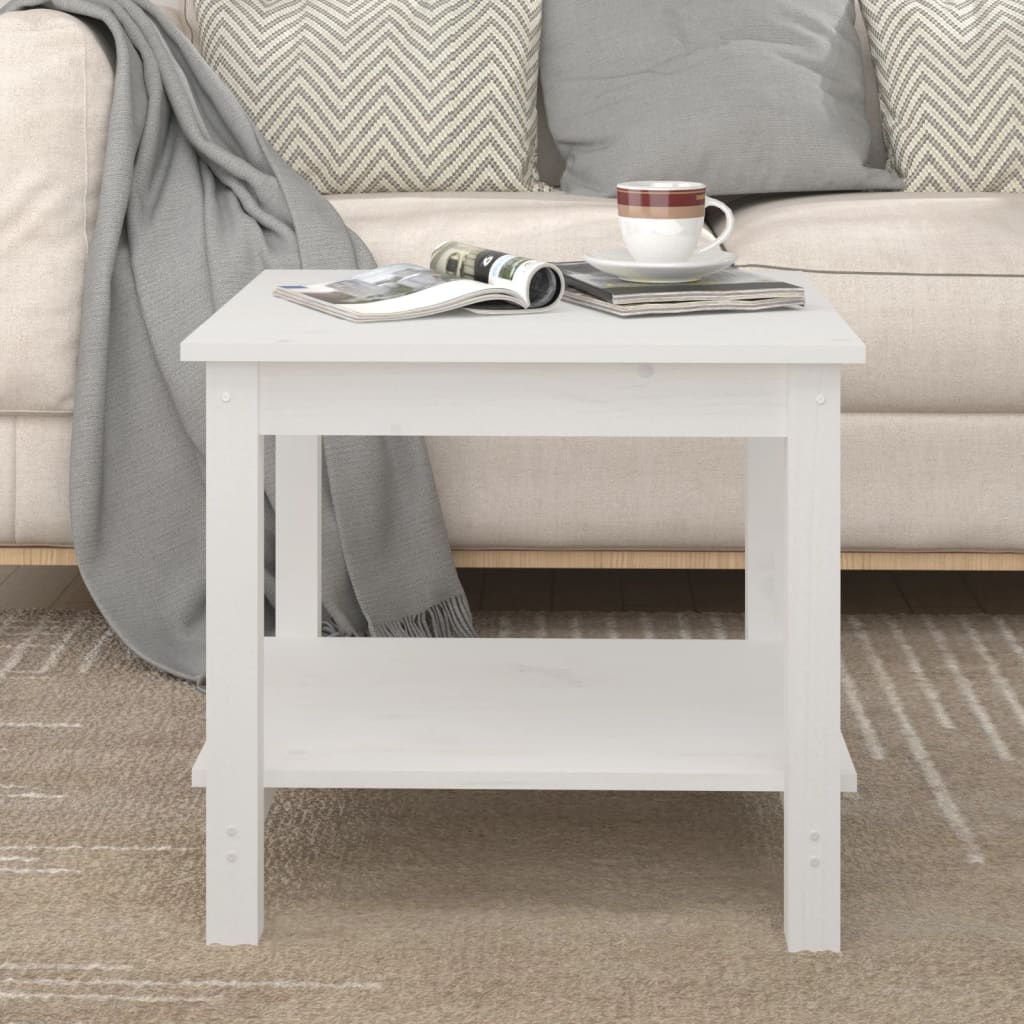 Salongbord hvit 50x50x45 cm heltre furu vidaXL