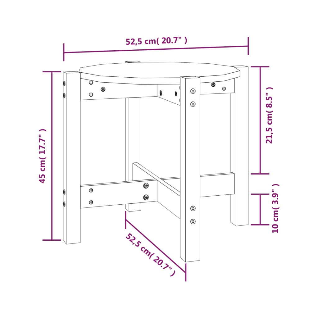 Salongbord honningbrun Ø 52,5x45 cm heltre furu