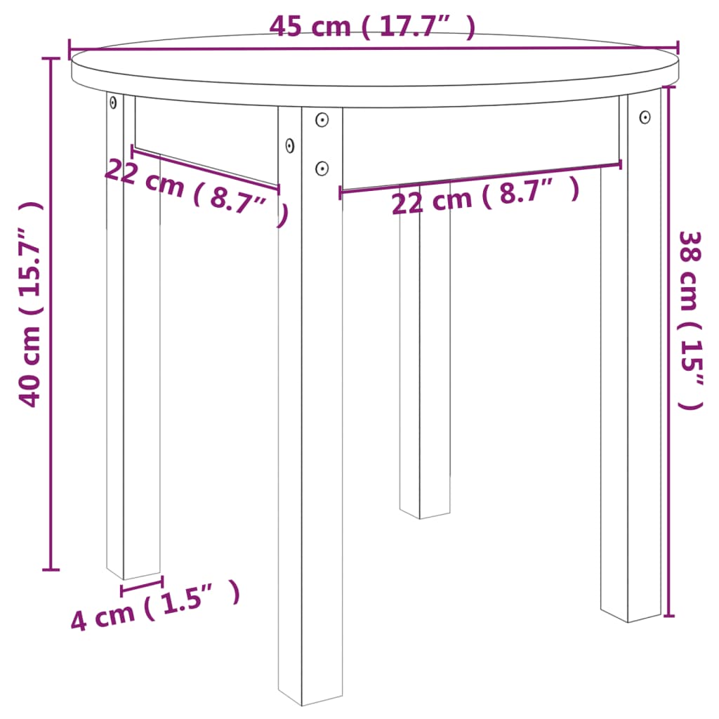 Salongbord svart Ø 45x40 cm heltre furu