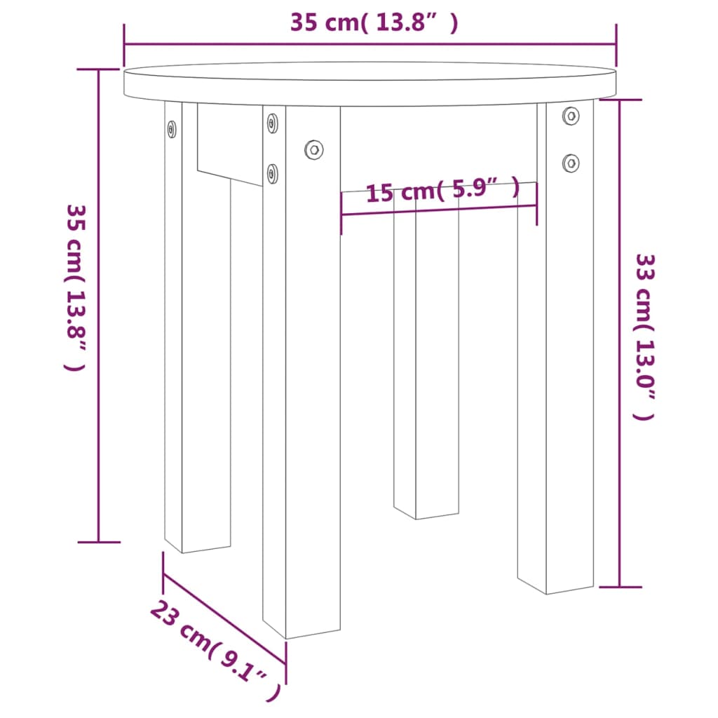 Salongbord svart Ø 35x35 cm heltre furu