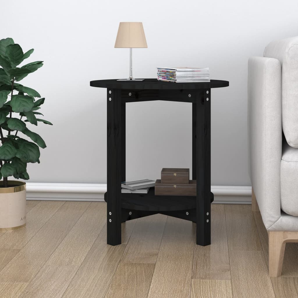 Salongbord svart Ø 55x60 cm heltre furu