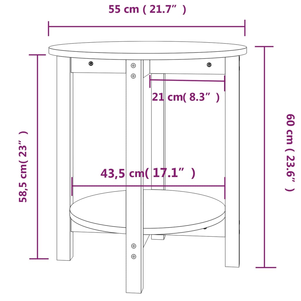 Salongbord svart Ø 55x60 cm heltre furu