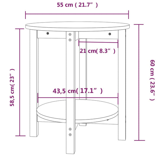 Salongbord svart Ø 55x60 cm heltre furu