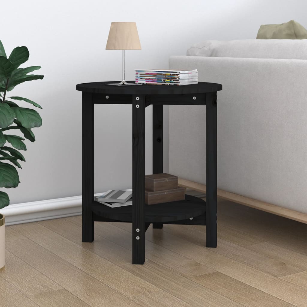 Salongbord svart Ø 55x60 cm heltre furu