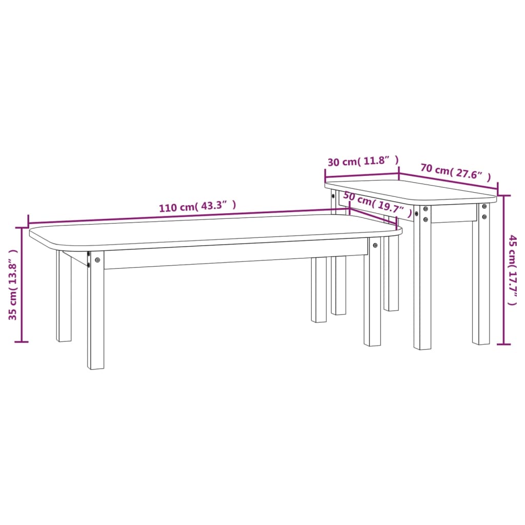 Salongbord 2 stk heltre furu