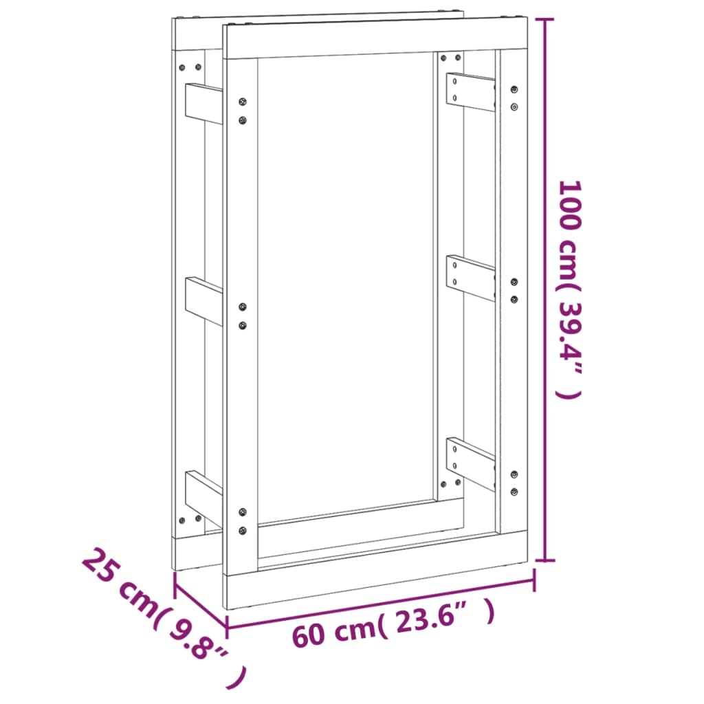 Vedstativ honningbrun 60x25x100 cm heltre furu