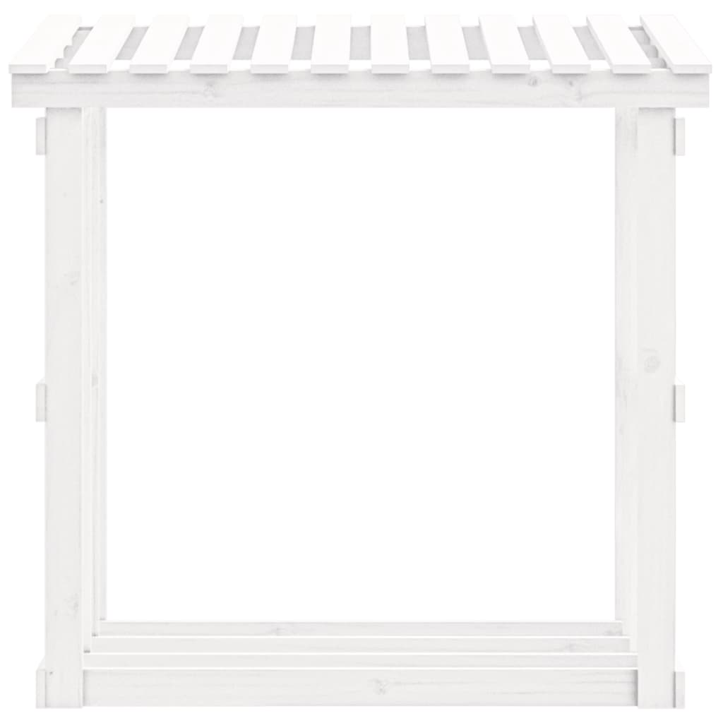 Vedstativ hvit 108x64,5x109 cm heltre furu