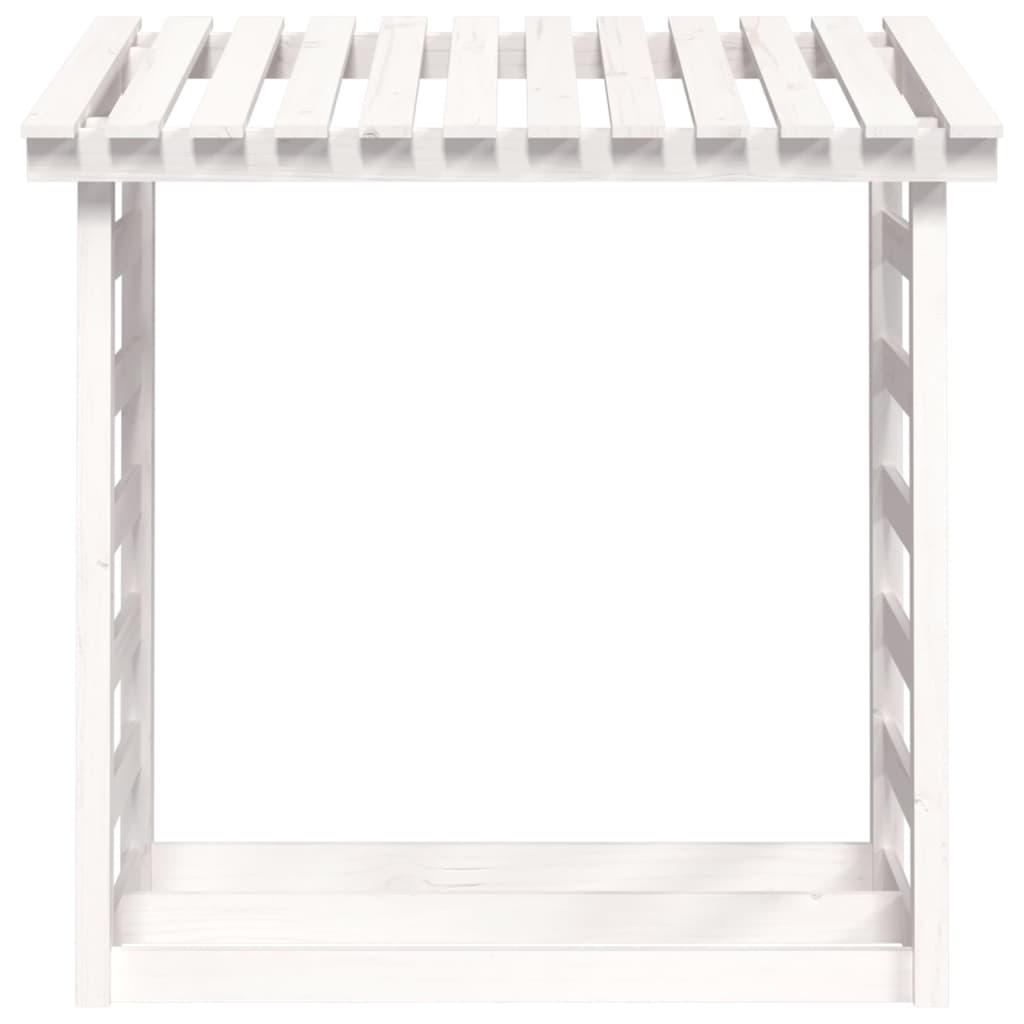 Vedstativ hvit 108x64,5x110 cm heltre furu