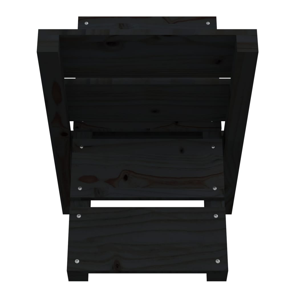 Vedstativ svart 47x39,5x48 cm heltre furu