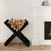 Vedstativ svart 47x39,5x48 cm heltre furu