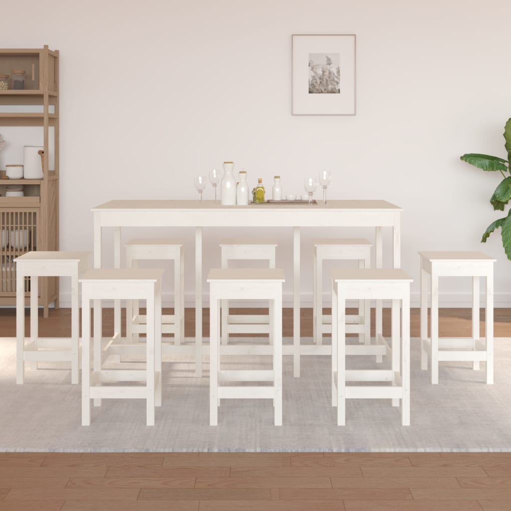 Barsett 9 deler hvit heltre furu vidaXL