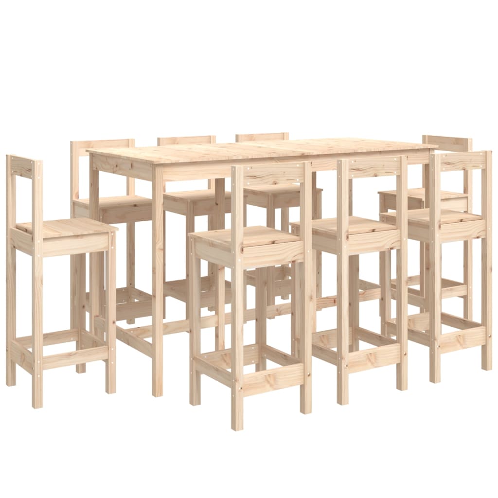 Barsett 9 deler heltre furu vidaXL