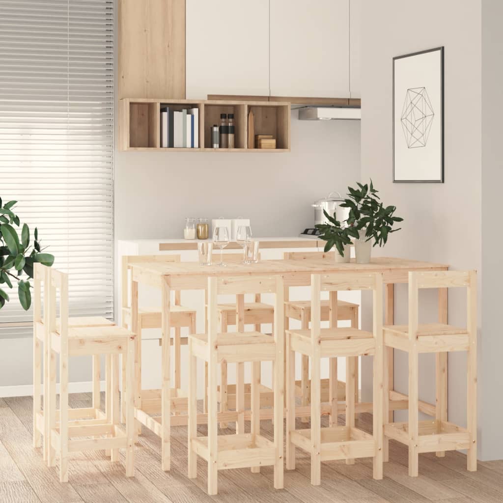 Barsett 9 deler heltre furu vidaXL