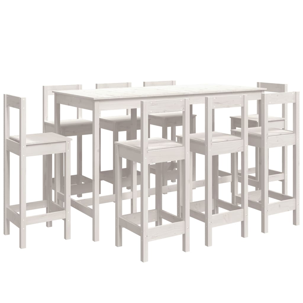 Barsett 9 deler hvit heltre furu vidaXL
