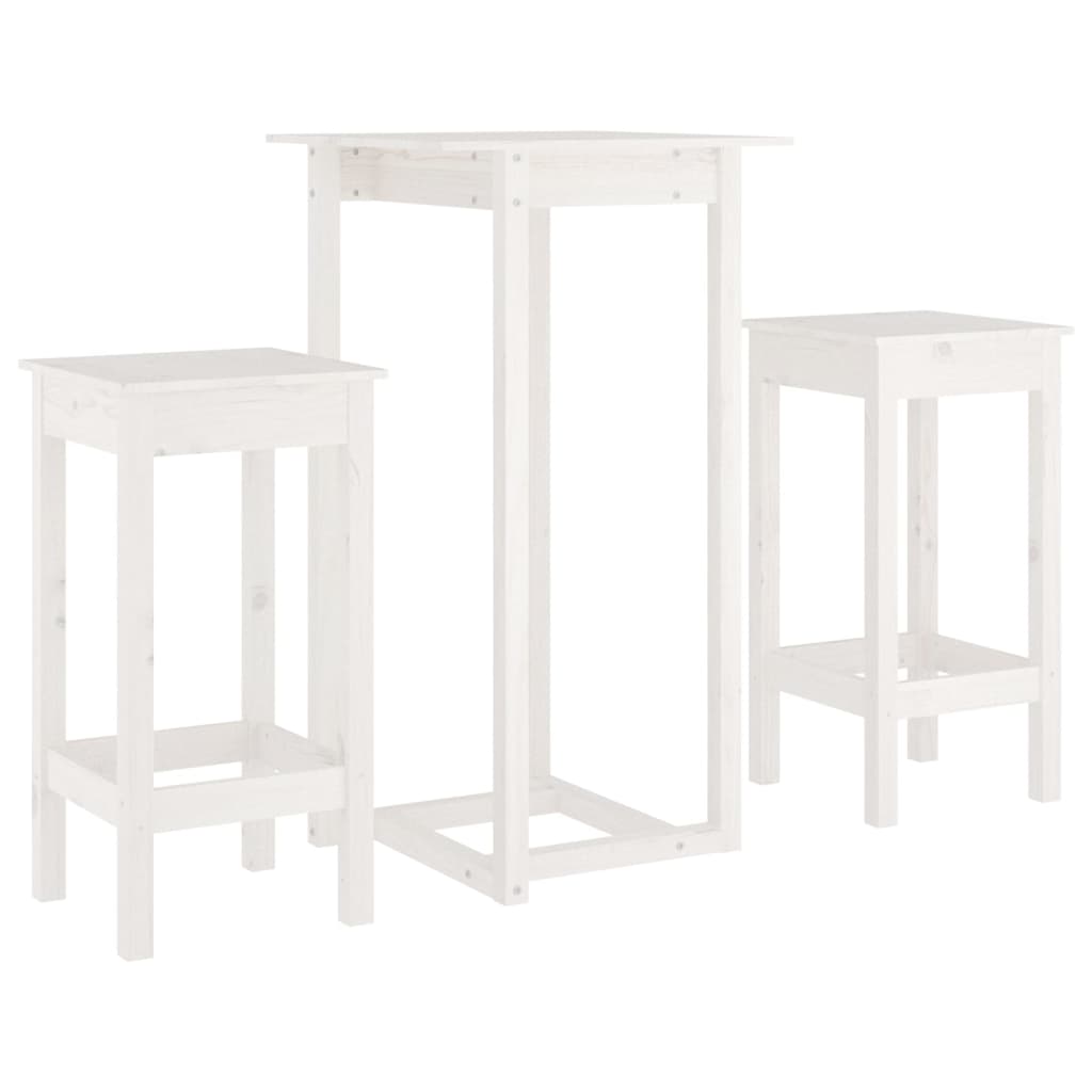 Barsett 3 deler hvit heltre furu vidaXL