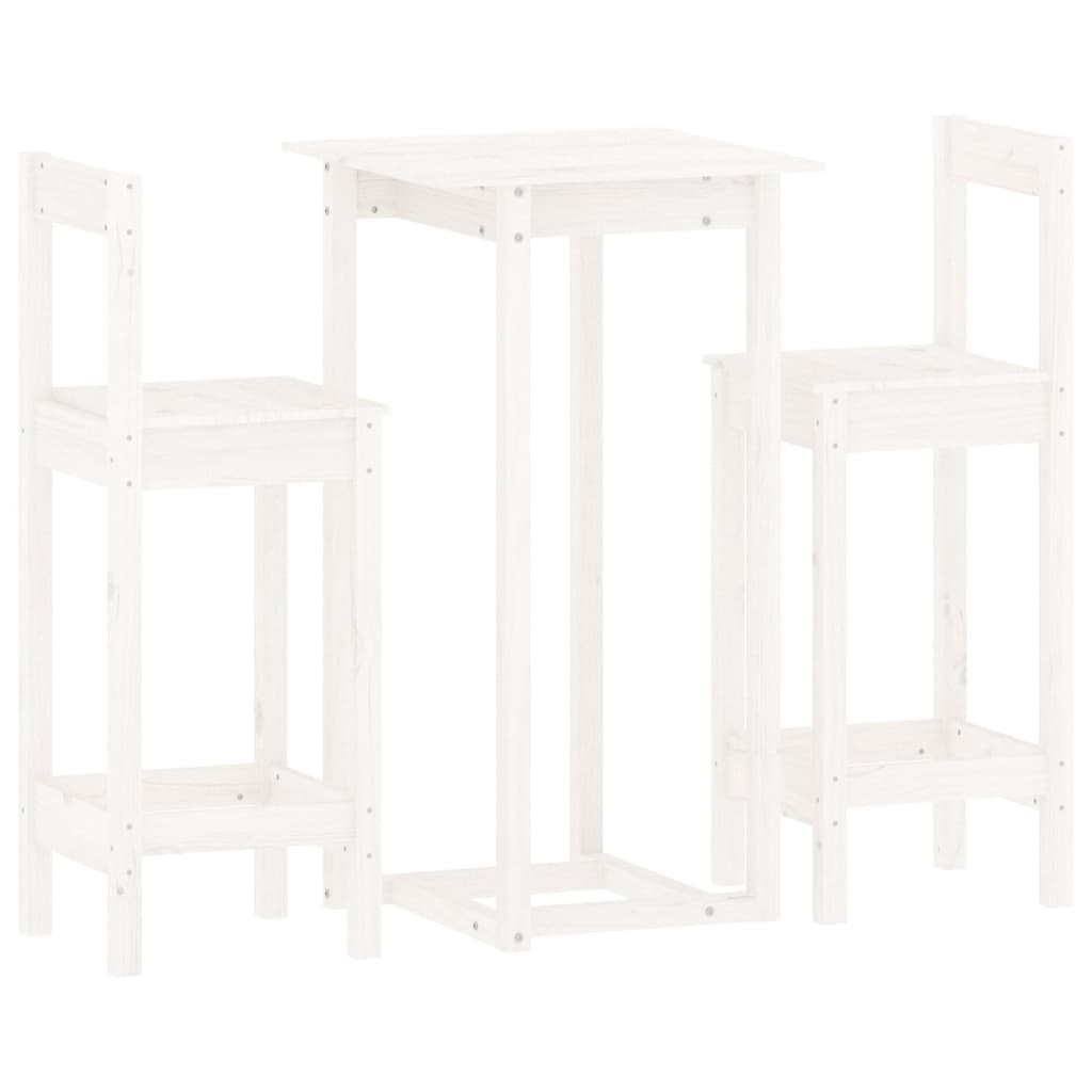 Barsett 3 deler hvit heltre furu vidaXL