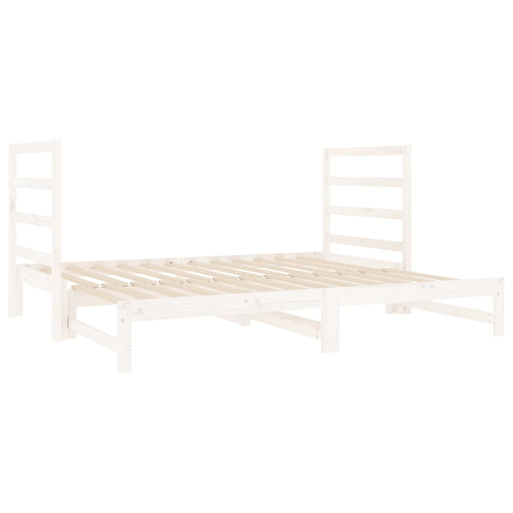 Uttrekkbar dagseng hvit 2x(90x190) cm heltre furu