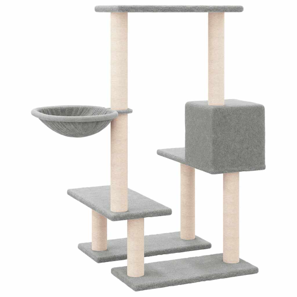 Kattetre med klorestolper i sisal lysegrå 94,5 cm
