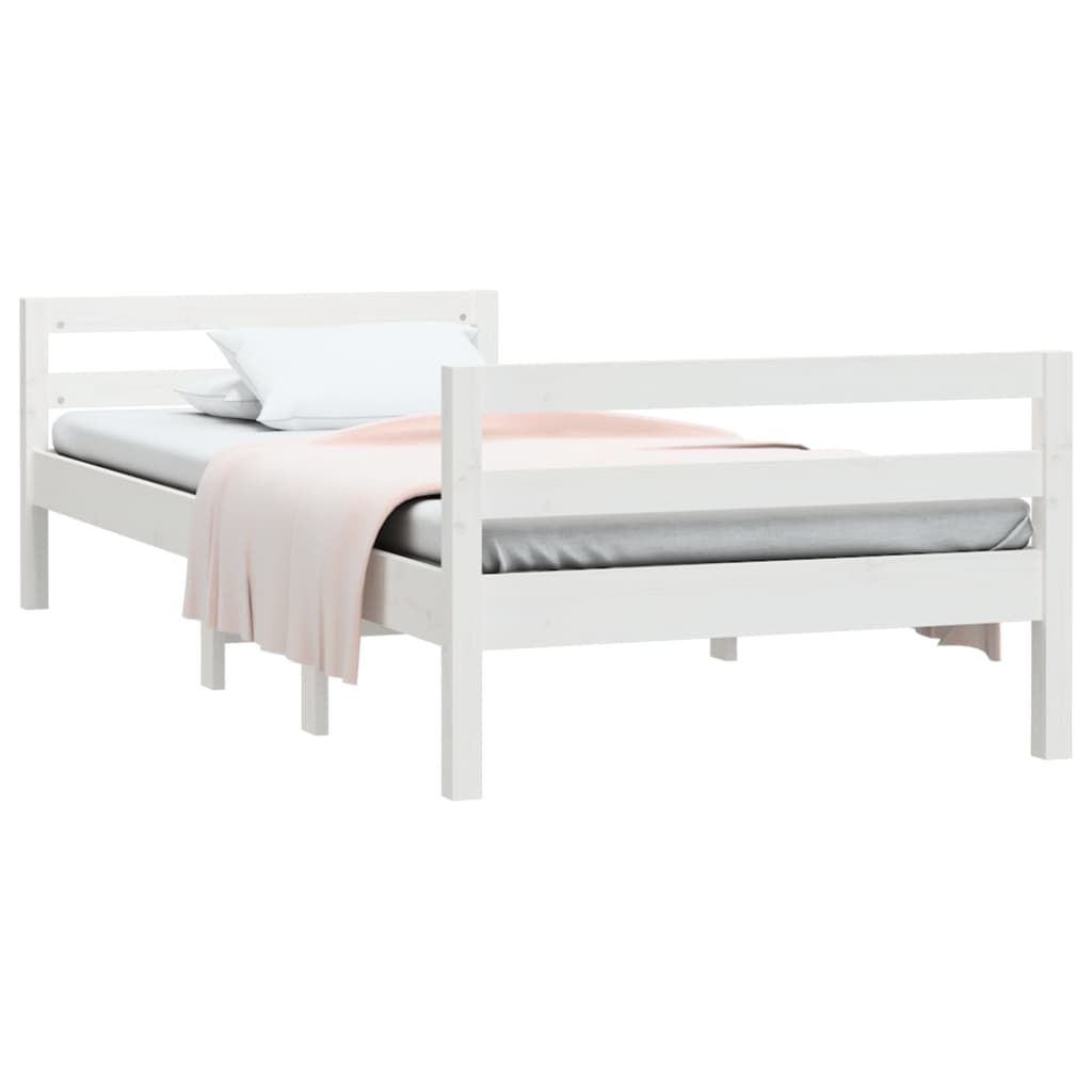 Sengeramme uten madrass hvit 75x190 cm heltre furu
