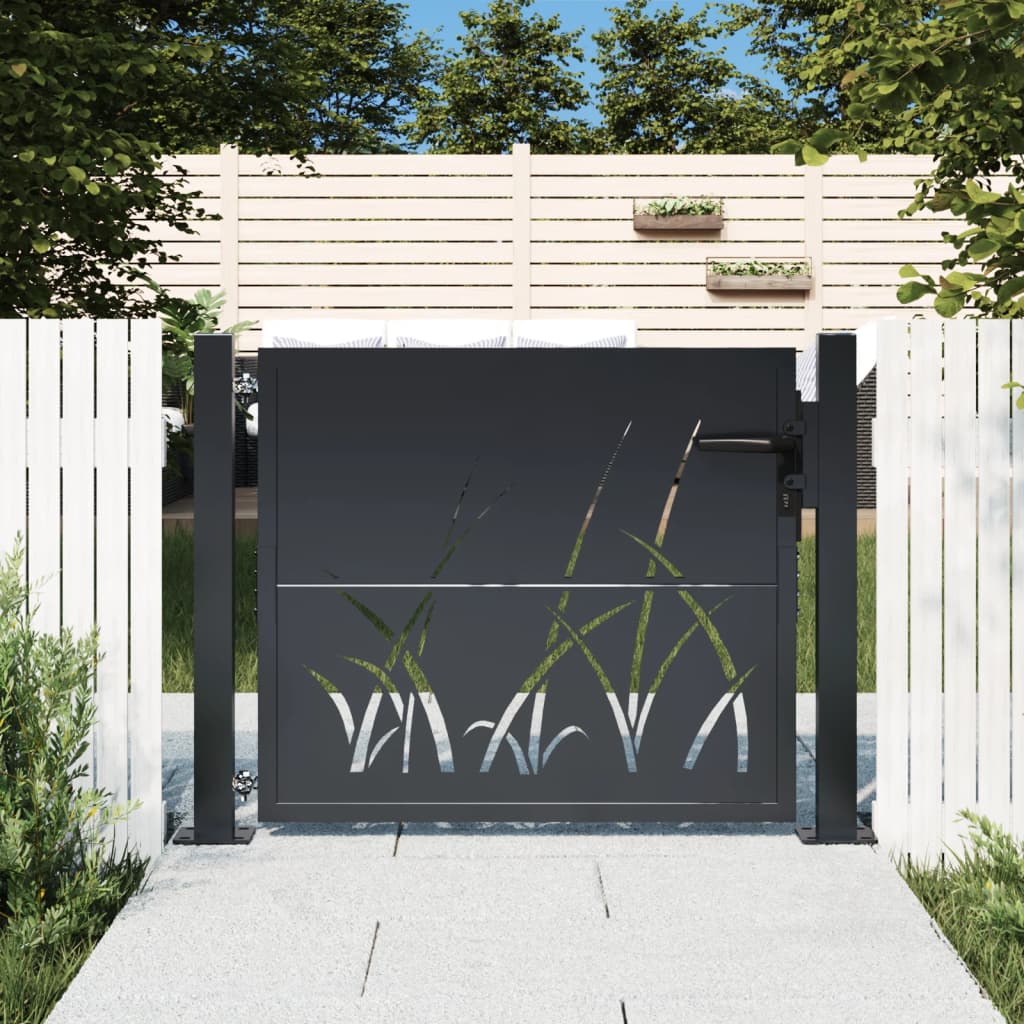 Hageport antrasitt 100x75 cm stål gressdesign