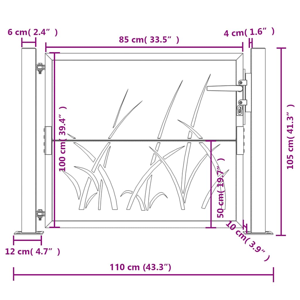 Hageport antrasitt 100x100 cm stålgressdesign