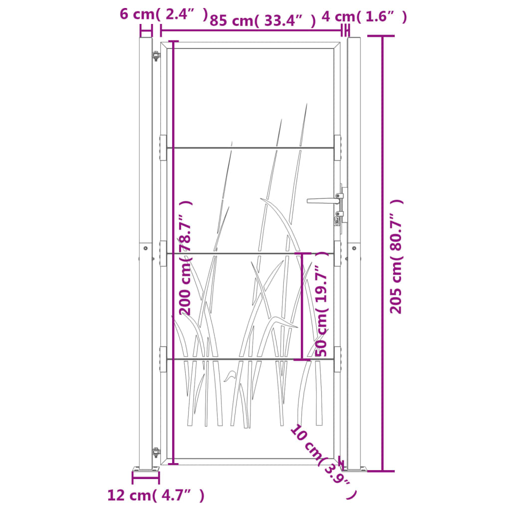 Hageport antrasitt 100x200 cm stålgressdesign
