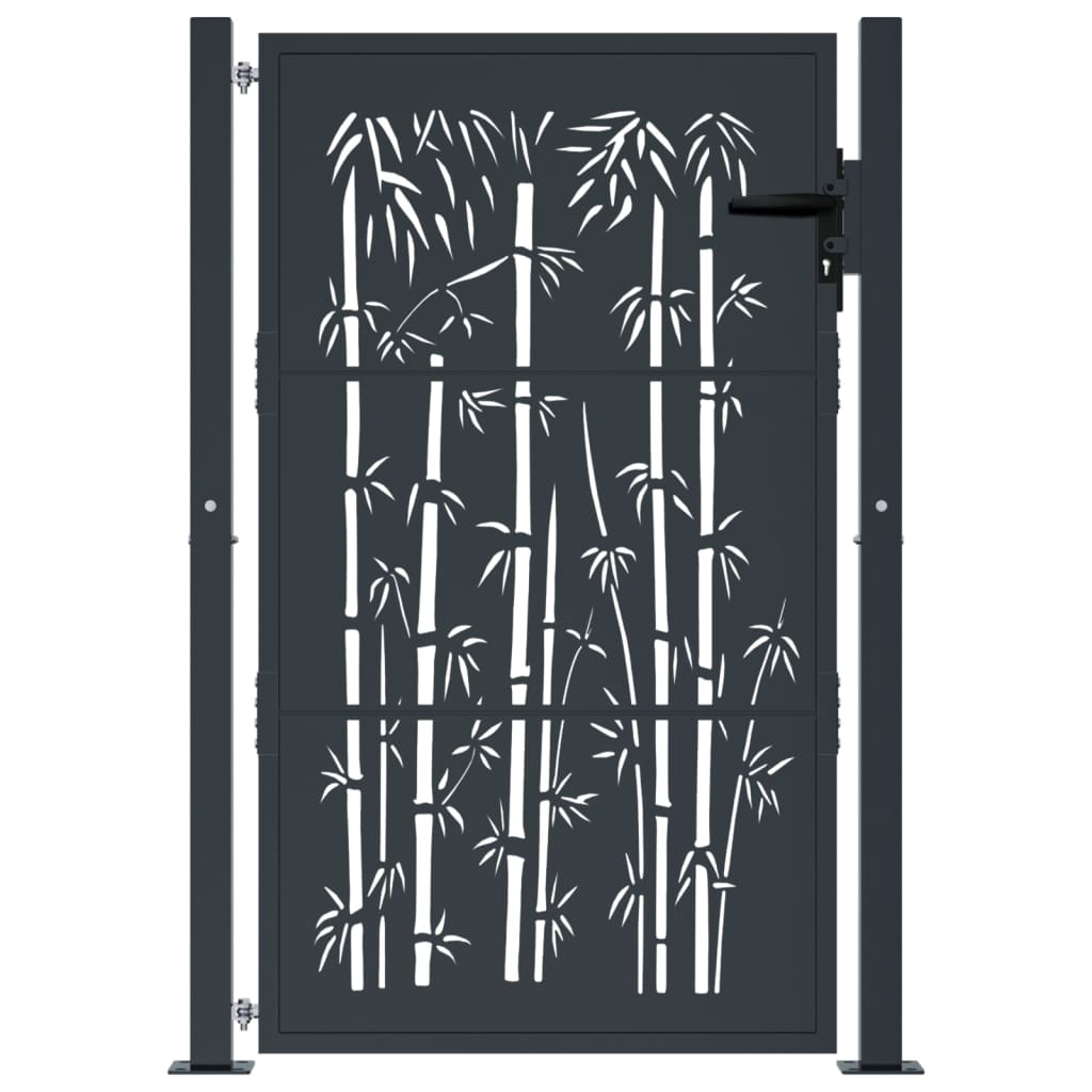 Hageport antrasitt 100x125 cm stål bambusdesign
