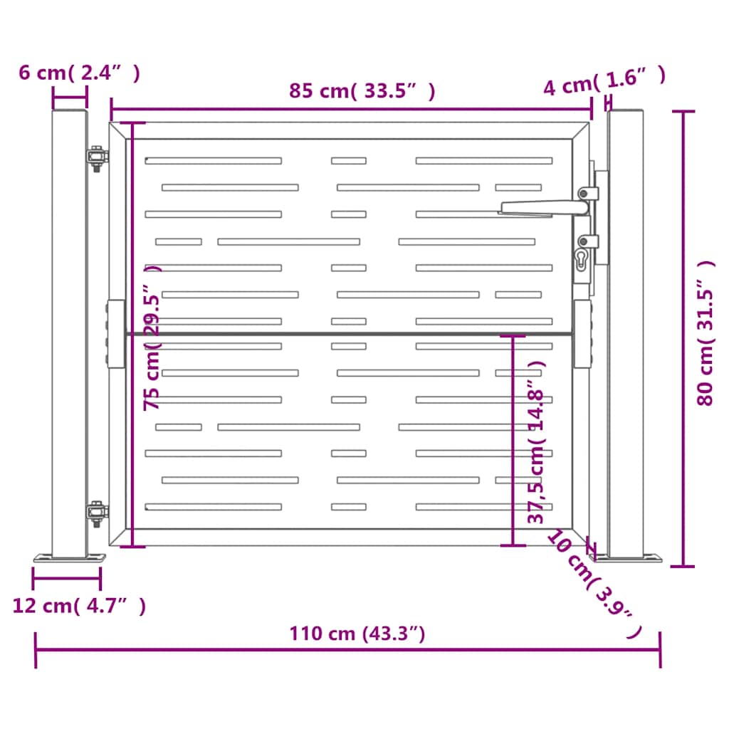 Hageport antrasitt 100x75 cm stål firkantet design
