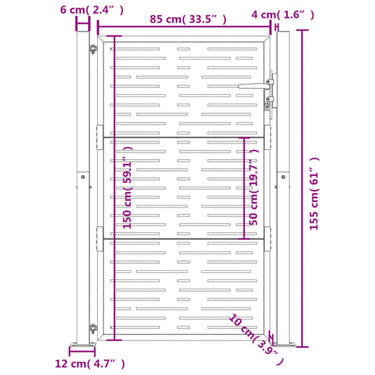 Hageport antrasitt 100x150 cm stål firkantet design