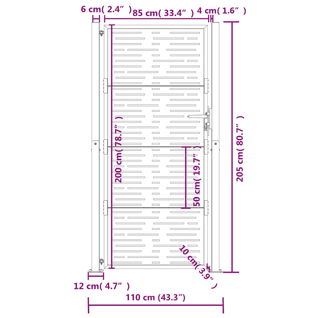 Hageport antrasitt 100x200 cm stål firkantet design