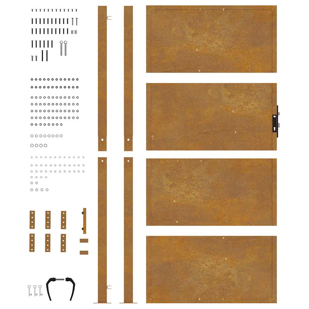 Hageport 100x175 cm cortenstål
