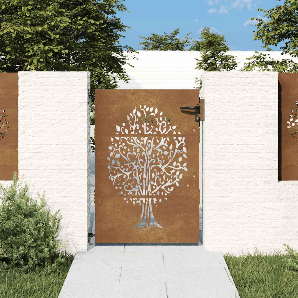 Hageport 85x125 cm cortenstål tredesign