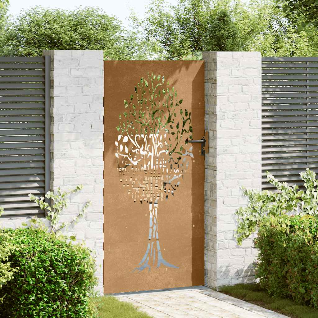 Hageport 85x200 cm cortenstål tredesign