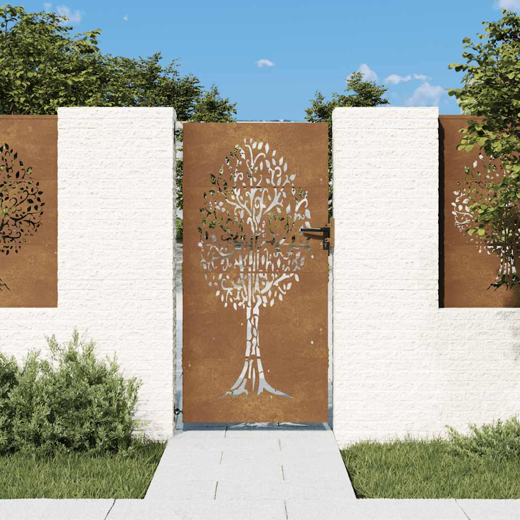 Hageport 85x200 cm cortenstål tredesign