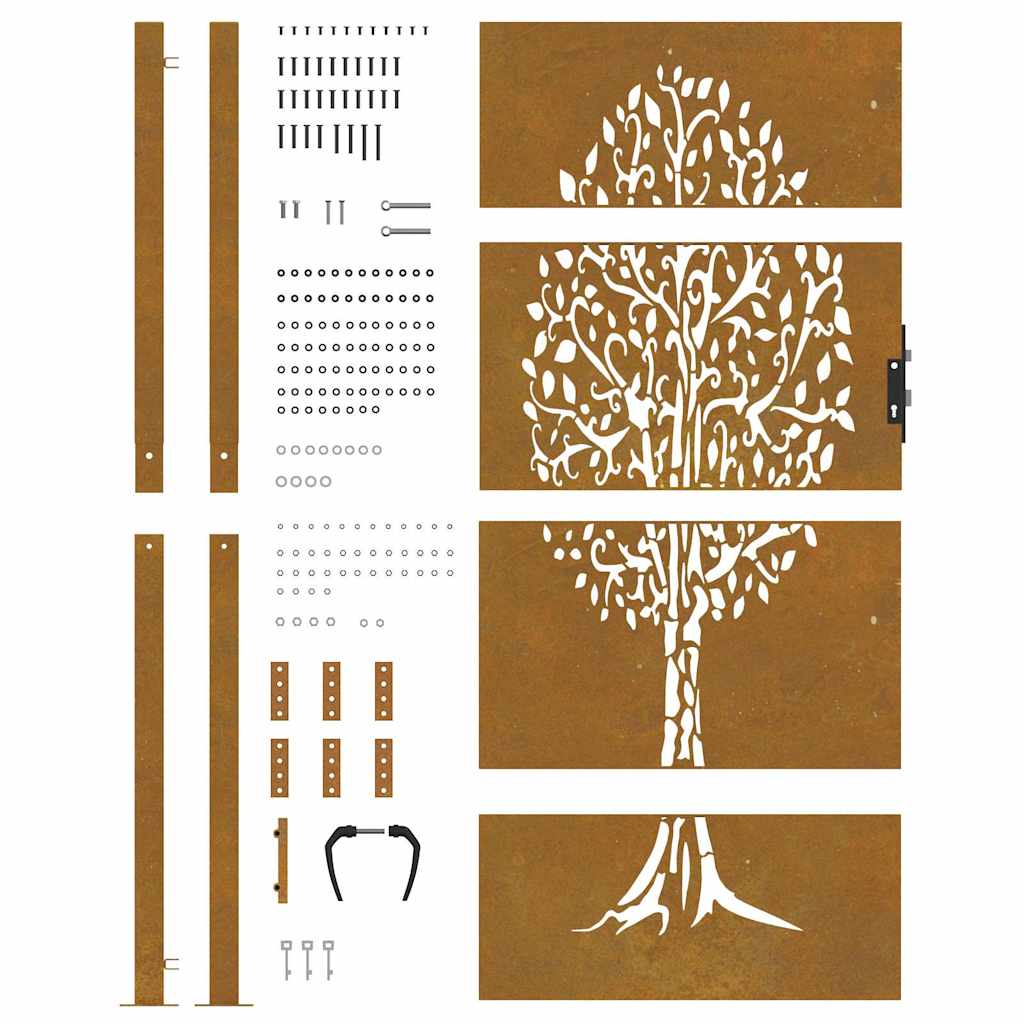 Hageport 100x175 cm cortenstål tredesign