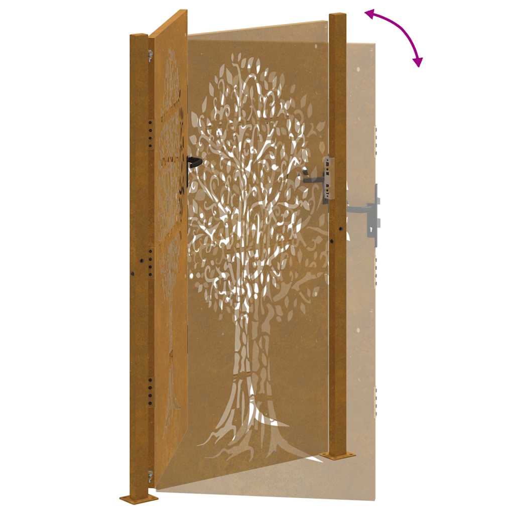 Hageport 100x200 cm cortenstål tredesign